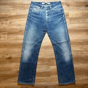 Diesel Kulter Jeans Mens 32x31 Blue Straight Leg Distressed Workwear Button Fly